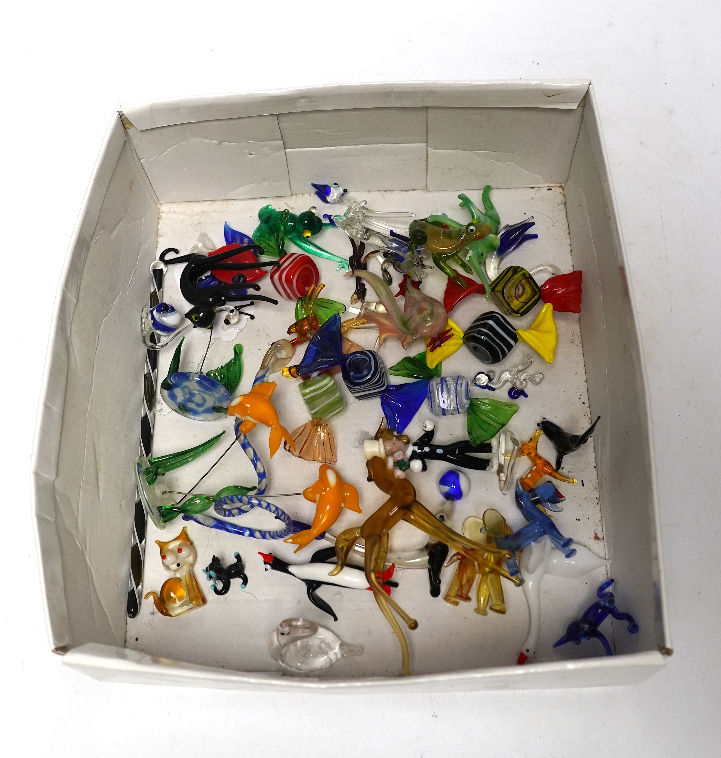 A large collection of 1950's miniature coloured glass ornaments